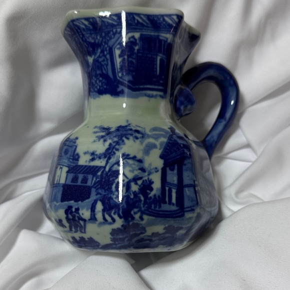 Blue and White Ceramic Pitcher Vase - Home Art